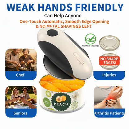Cliton One-Touch Electric Can Opener with USB-C Rechargeable Power and Four Color Selections