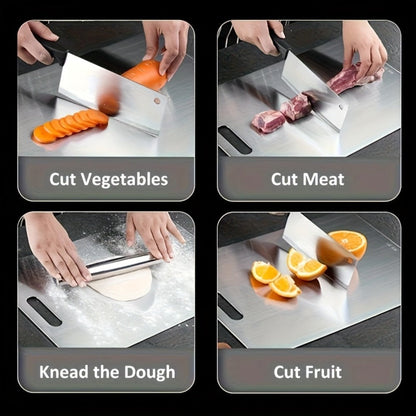 13.39 x 9.06-Inch 304 Stainless-Steel-Labeled Cutting Board with Handle in One- or Two-Piece Packs