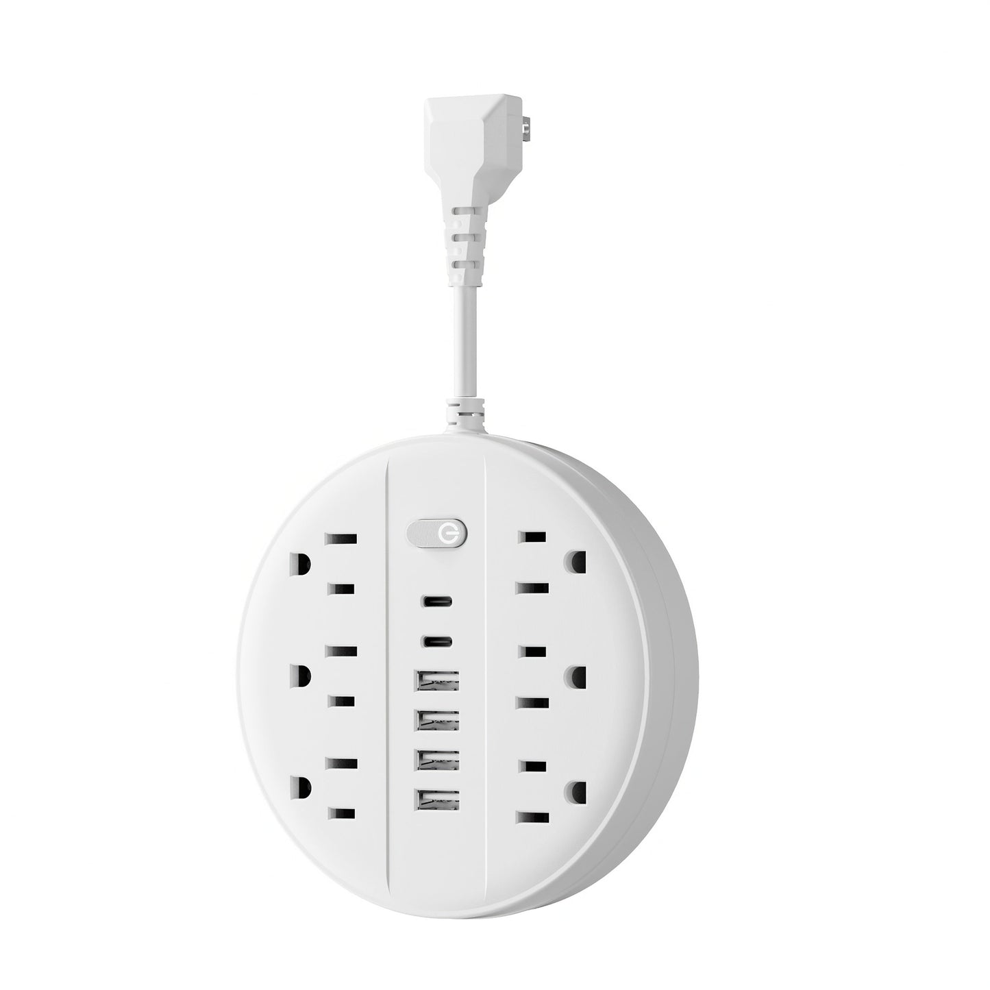 Wall Mount Power Strip Surge Protector 12-in-1 with 6 AC Outlets 4 USB-A 2 USB-C Ports Portable Compact Multi-Outlet Charging Station Wall-Mountable Extension for Home Office School – Black & White