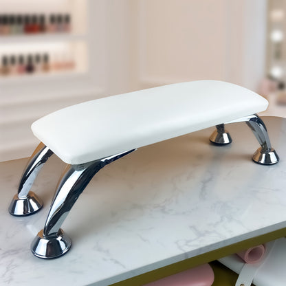 Curved Nail Salon Armrest with Metal-Look Legs in Pink, Black or White and Single- or Two-Piece Options