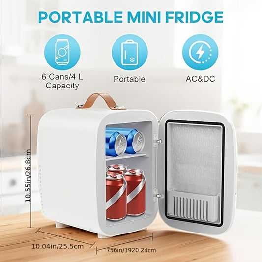 Mini Car Refrigerator, 4 Liter Compact Cooler & Warmer with 120V AC & 12V DC – Portable Mini Fridge for Car, Travel, Outdoor, Bedroom and Home Use, Available in Red and White