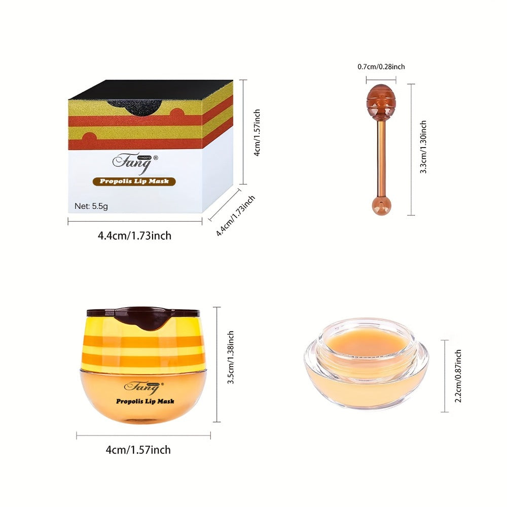 Honey Pot Lip Balm Set 8 Pcs – Propolis & Honey Deep Moisturizing Lip Mask with Applicator Stick, care for Dry Chapped Lips, Nourishing