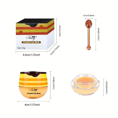 Honey Pot Lip Balm Set 8 Pcs – Propolis & Honey Deep Moisturizing Lip Mask with Applicator Stick, care for Dry Chapped Lips, Nourishing