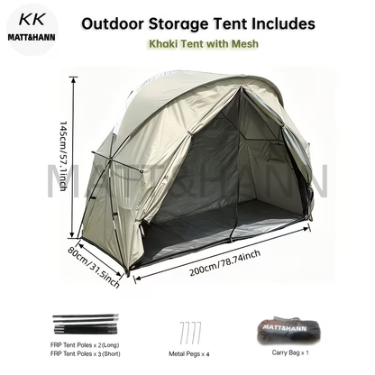 Camping Tent Single-Person Freestanding Bicycle Shelter with Mesh Panels, Polyester Body and Steel Poles