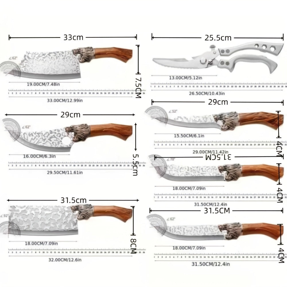 Kitchen Knife Set 7-Piece Stainless Steel with Boning, Slicing, Carving, Fish and Butcher Knives plus Shears