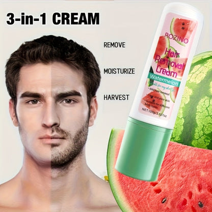 Watermelon Scent Depilatory Cream 100g with Squalane - Instant Hair Removal Semi-Permanent 3-Month Results Non-Irritating for Face Lips Armpits Legs Arms Bikini Area Women Sensitive Skin