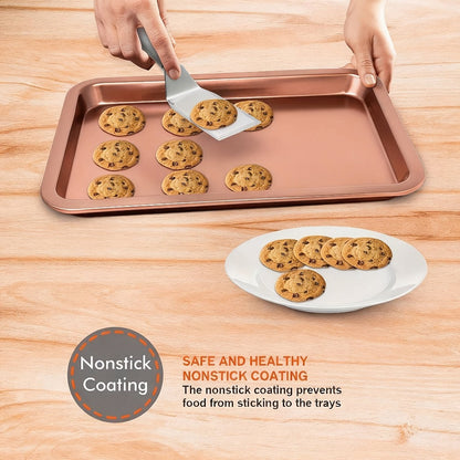 Nonstick Bakeware Pan Set, 8-Piece Carbon Steel Oven Baking Set with Cookie Sheet, 2 Round Cake Pans, Square Pan, Bread Pan, Pizza Pan & 12-Cup Muffin Pan, Complete Kitchen Baking Supplies