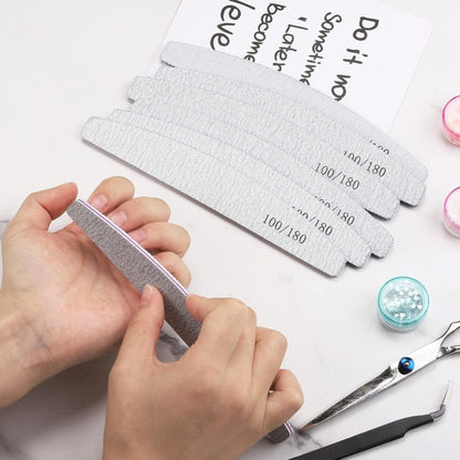 20- or 35-Piece Pink and Purple Nail File and Buffer Set with 100/180 Grit Double-Sided Boards