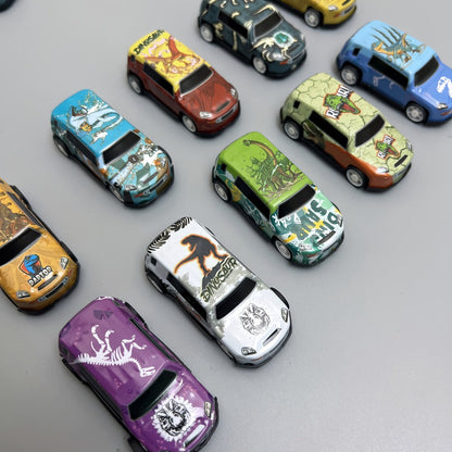 Dinosaur Toy Car Set 29-30pcs – Mini Pull Back Racing Cars with T-Rex Spinosaurus Pterodactyl Figures & City Traffic Map | Party Favors, Classroom Prizes, Birthday Gift for Boys & Girls Ages 3+
