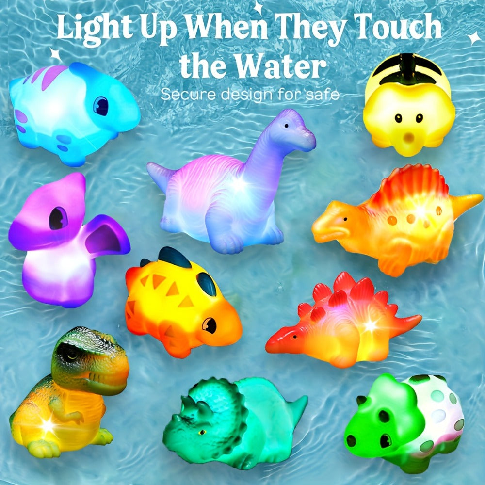 Light Up Floating Dinosaur Bath Toys for Kids – Glowing LED Bathtub & Pool Toy Set 2/4/6/8/12pcs | Animal Park, Marine & Colorful Themes | Toddler Boys & Girls Birthday Christmas Gift