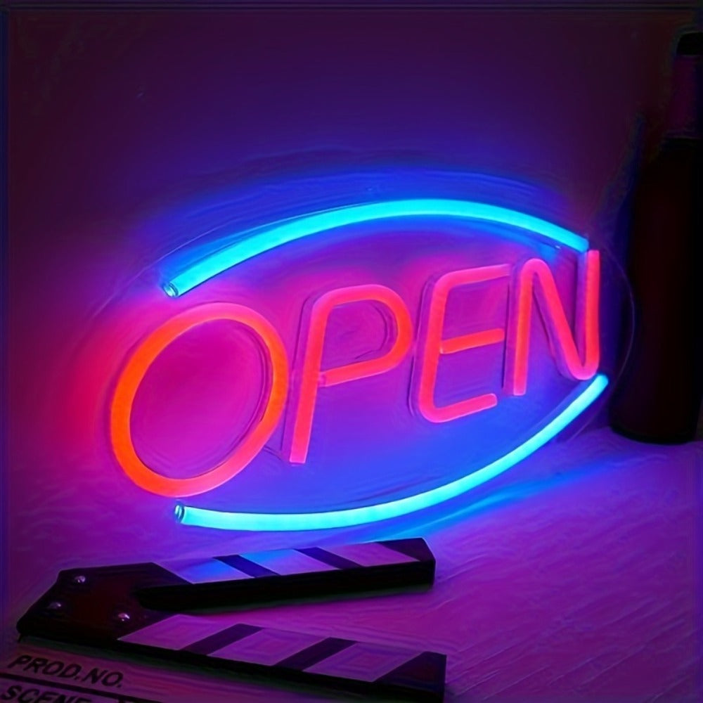 USB-Powered Open Neon-Style Wall Sign Measuring 13.78 x 6.38 Inches with Hanging Chain for Bar or Shop