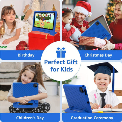 Kids Tablet 10 Inch Android 13 2GB RAM 64GB Storage 512GB Expandable WiFi Dual Camera Preloaded Educational Apps Parental Controls Shockproof Case for Boys Girls Blue Red