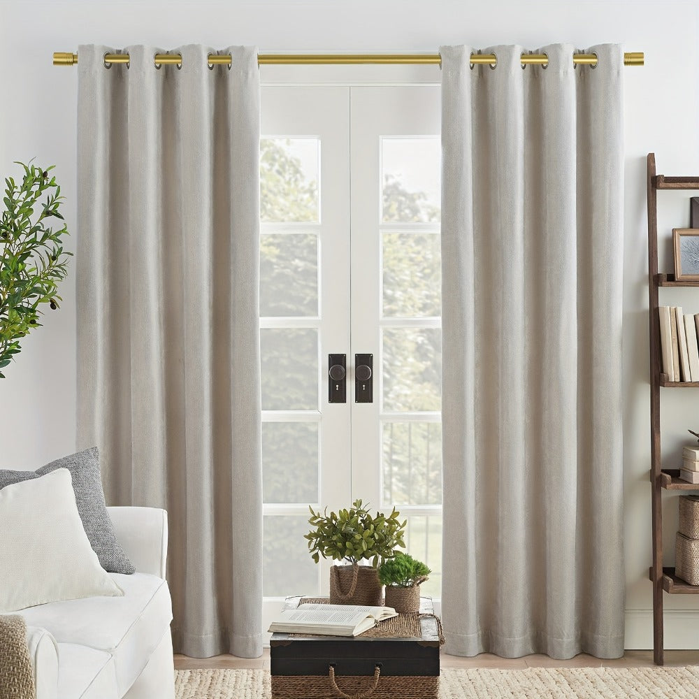 One-Inch Adjustable Curtain Rod with Rounded Cup Finials in Black, Brushed Nickel or Gold Finish