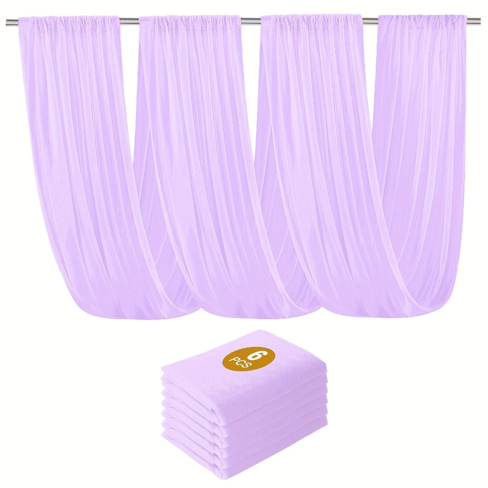 Six-Pack 63-by-118-Inch Sheer Chiffon Wedding Drape Curtains in 12 Source-Labeled Color Options