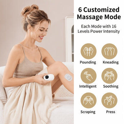 Cordless Rechargeable TENS and EMS Stimulator Set with Two Round Pads, Six Modes and Charging Case