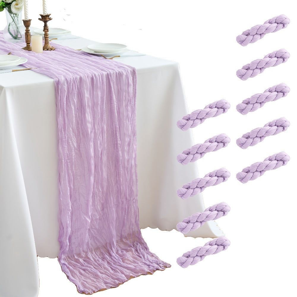 Cheesecloth Table Runner 10 Pack, 10ft Boho Wedding Table Runner for Reception, Rustic Bridal Shower, Party & Home Decor – Dusty Pink, Sage, Lavender