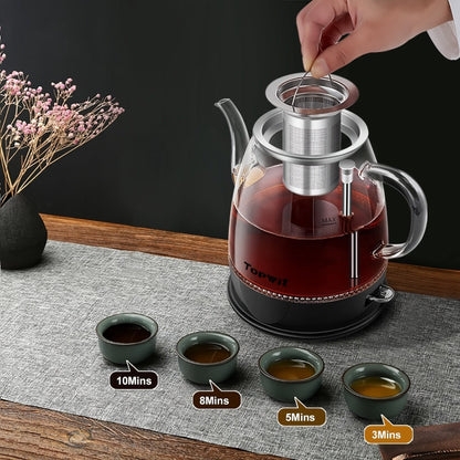 Electric Kettle by TOPWIT, 1L Glass Teapot with Removable Stainless Steel Infuser and Detachable Heating Base
