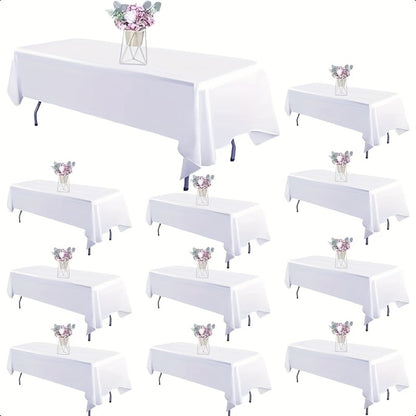 White Rectangular Tablecloth Set with Ten 60 x 102-Inch Covers for Banquet and Party Tables