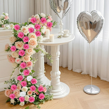 Artificial Silk-Labeled Rose Heads with 6-Inch Detachable Stems, 50-Piece Set in Black, Red or Wine Red