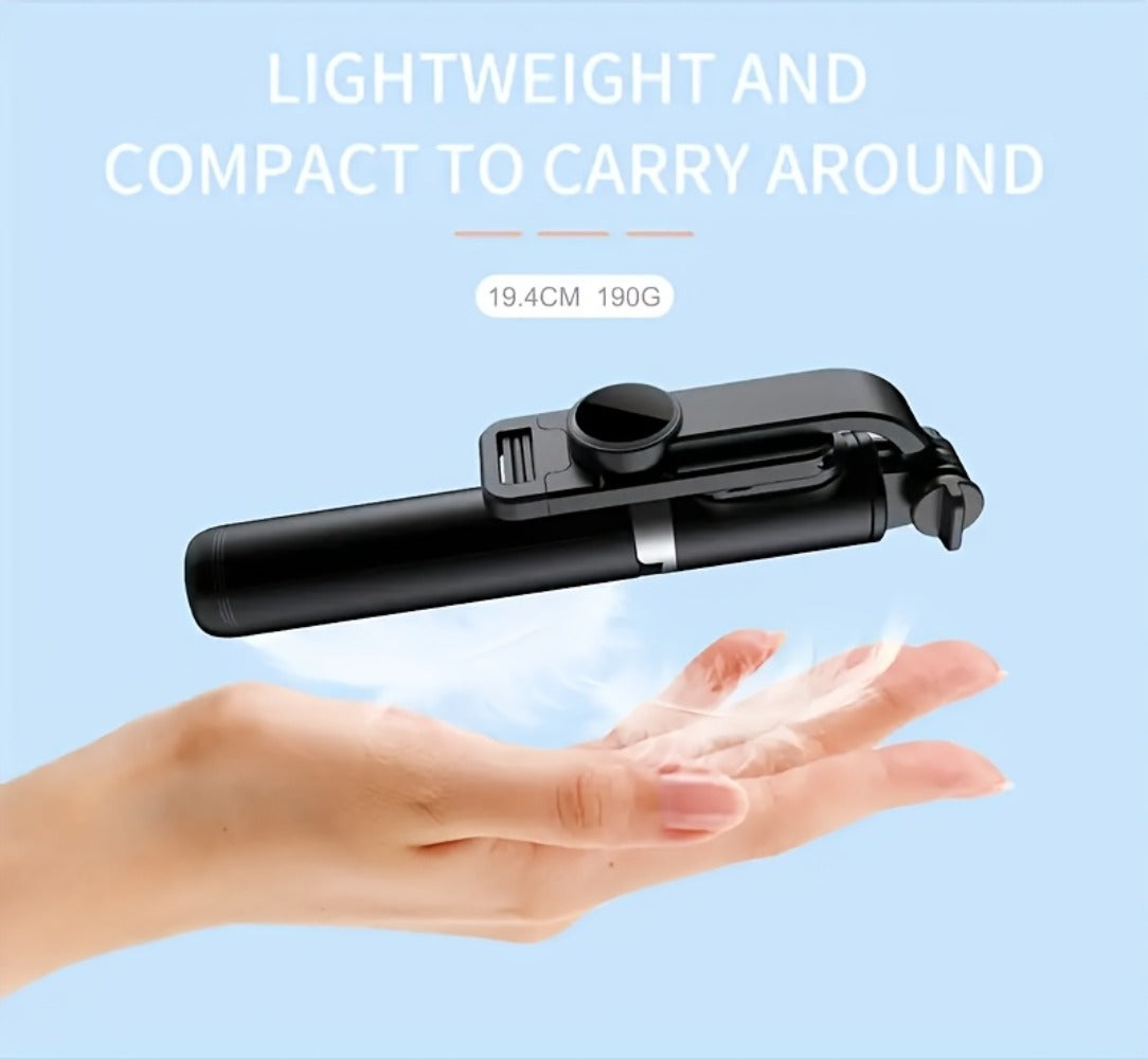 40.6-Inch Black Selfie Stick Tripod with Rotating Phone Head, Fold-Out Floor Base and Remote