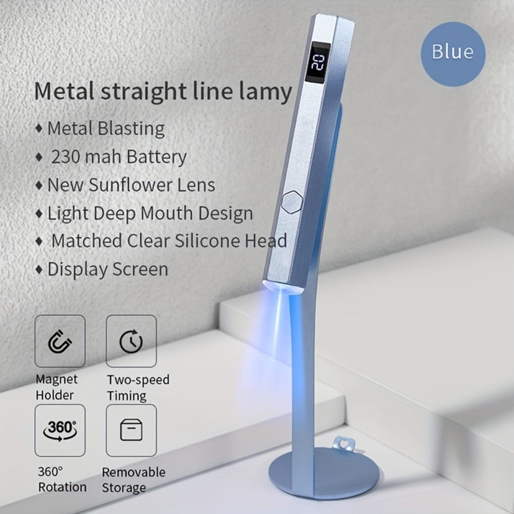 Handheld UV LED Nail Lamp with Magnetic Stand, 20/60s Timer Display, Type-C Port and Five Colors