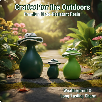 Resin Big Mouth Frog Figurines Set of 3 – Cute Garden Courtyard Ornaments, Funny Parody Decor