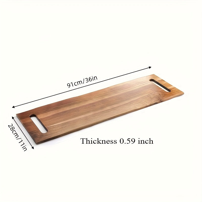 Thirty-Six-by-Twelve-Inch Rectangular Charcuterie Serving Board with Two Stands and Side Handles