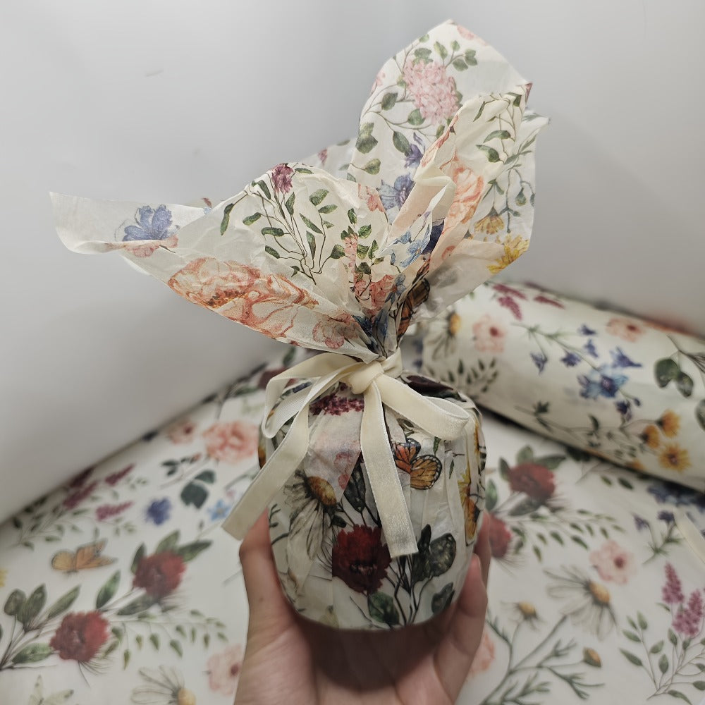 Fifty-Sheet Vintage Floral Gift Wrapping Paper Set, 20 x 14 Inch Purple Lily Design Pictured
