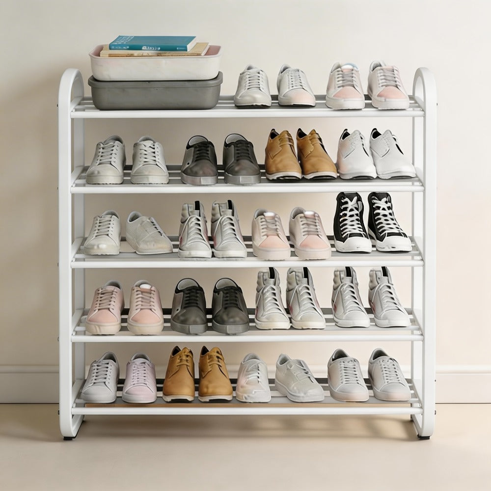 Shoe Storage Organizer 5-Layer Narrow White Rack for Entryway, Closet, Living Room and Door Areas