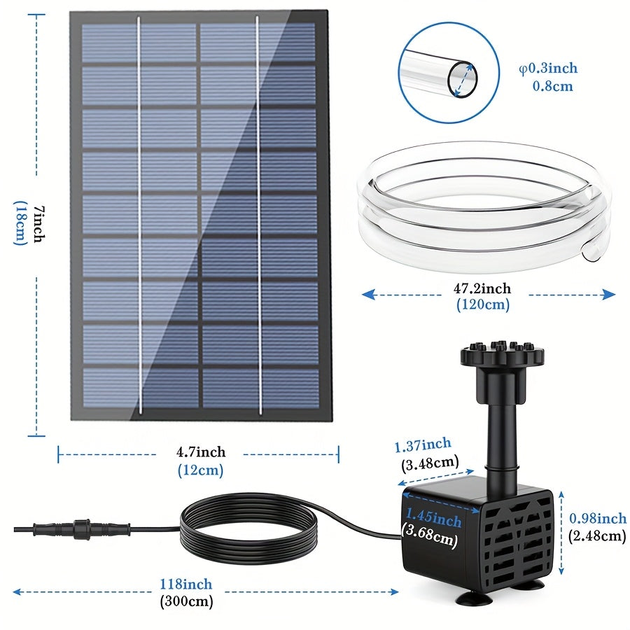 Separate-Panel Solar Fountain Pump with 1.5W, 2.5W, 3.5W and 9W Checkout Options and Nozzle Sets
