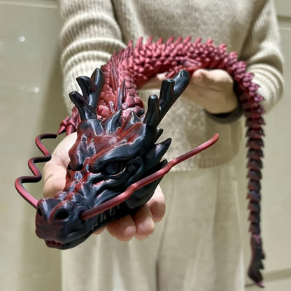 Articulated Dragon Figurine in Black and Red or Black and Purple with Three Exact Head Styles