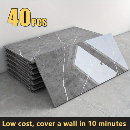 Peel and Stick Marble Wall Tiles - Self-Adhesive Waterproof Backsplash Panels for Kitchen Bathroom Living Room, Easy Install DIY Wall Sticker Decor (23.62"x11.81", 20/40 Pack)
