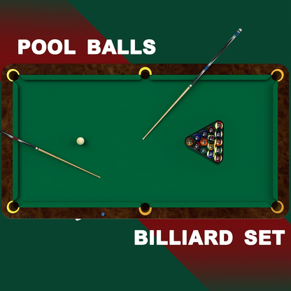 Pool Balls Billiard Set 20 Piece Complete Kit with 16 Fancy Billiard Balls 2 Diamond Pool Cue Sticks and 2 Ball Racks Full Billiard Table Accessories for Adults Men Home Office Bar Entertainment