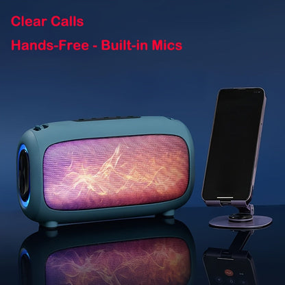 Portable Bluetooth Speaker with Bluetooth 5.3, TWS, 1800mAh Battery, LED Light, AUX and TF Input