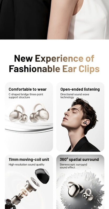 Philips TWS Ear Clip Sport Headset Hi-Fi Bass Stereo HD Calls Earhook Wireless Bluetooth for Music Gaming Business iOS Android Gift for Couples Valentine Black Gold