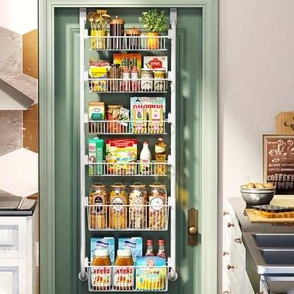 Over-the-Door Organizer Rack in 6- or 8-Tier Options with White or Black Frame Size Choices