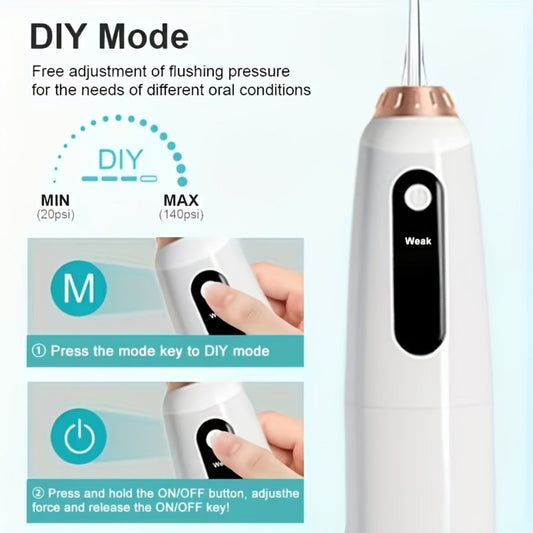 Water Flosser Oral Care Kit – 3-Mode Portable Electric Dental Cleaner, USB Rechargeable, 4-Function Nozzle, Tooth Whitening Device & Electric Toothbrush Set for Travel & Home Use