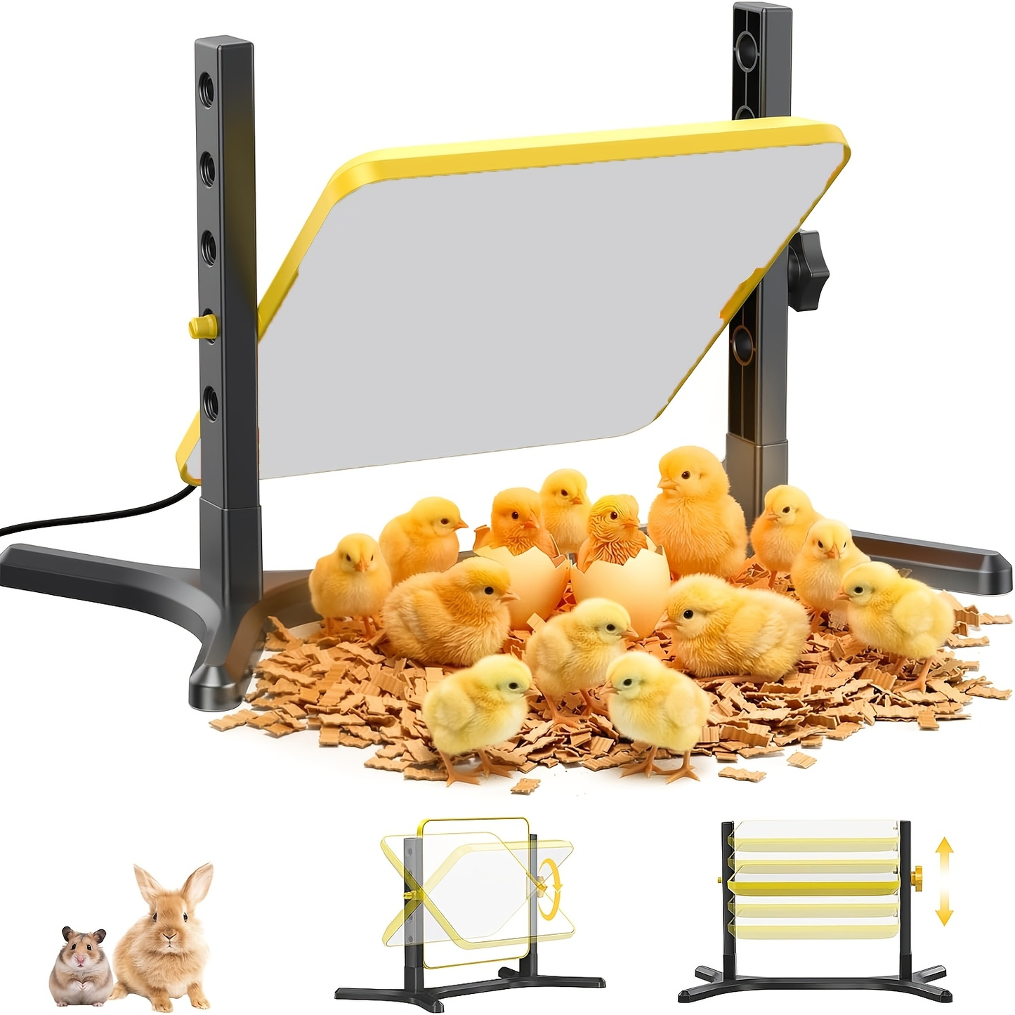 Chick Brooder Heating Plate with Adjustable Height & Angle, Digital Temp Control for Chicken Coop