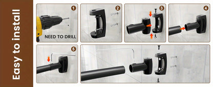 Curved Shower Curtain Rod Adjustable 43-72 Inch - Rustproof Aluminum Tension Mount No Drilling Extra Space Shower Rod for Bathtub Stall | Black Bronze Chrome Brushed Nickel | Bathroom Hardware Upgrade