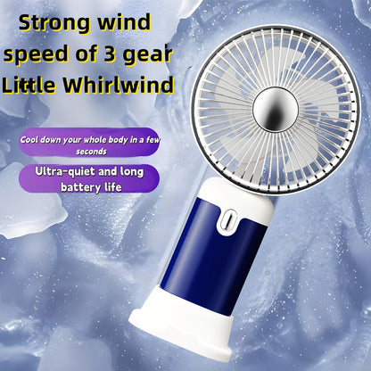 Foldable Handheld and Desk Fan with Three Speeds, USB Charging and White or Blue 1- or 2-Piece Options