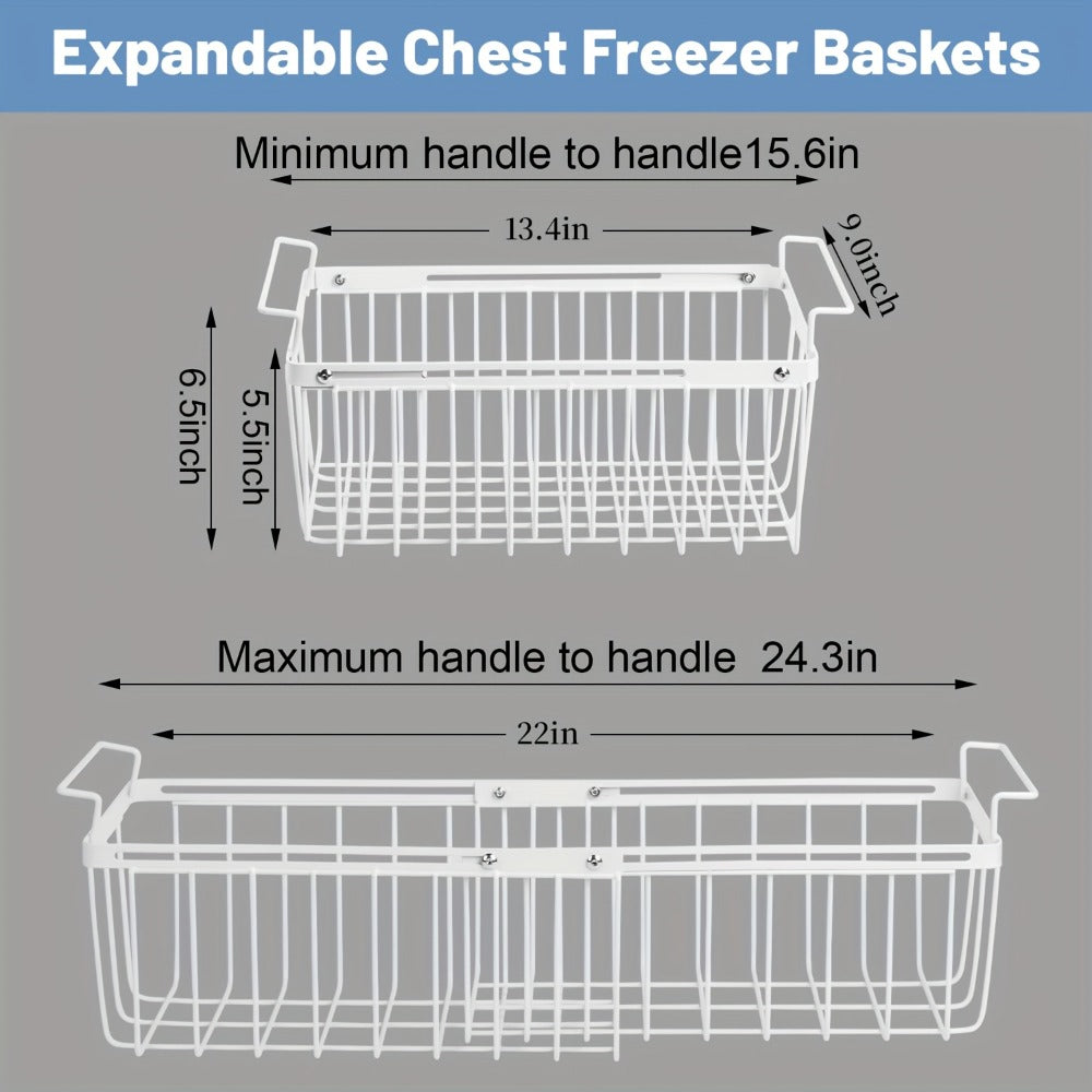 Expandable Wire Freezer Organizer Basket Set with Hanging Handles and 15.6- to 24.3-Inch Width Options