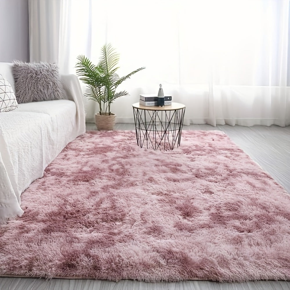 Tie-Dye Plush Area Rug in Light Gray, Dark Gray, Light Pink or Black, 63 by 90 Inch Floor Mat