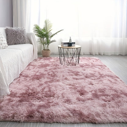 Tie-Dye Plush Area Rug in Light Gray, Dark Gray, Light Pink or Black, 63 by 90 Inch Floor Mat
