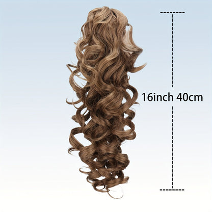 16-Inch Curly Claw Clip Ponytail Extension in Five Brown, Golden and Light Gray Color Options