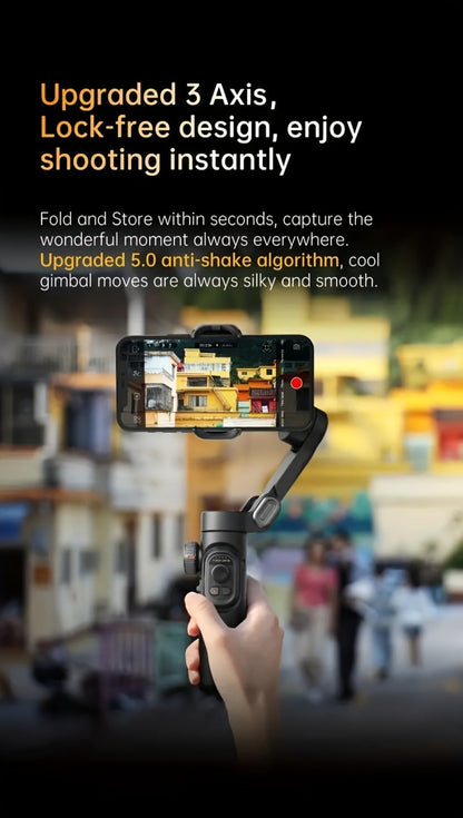 AOCHUAN Foldable 3-Axis Gimbal Stabilizer with Extendable Pole & Panoramic Gesture Control – AI Face Tracking Phone Gimbal, Magnetic Wireless Remote, 360° Rotation for Vlogging, Live Streaming & Travel