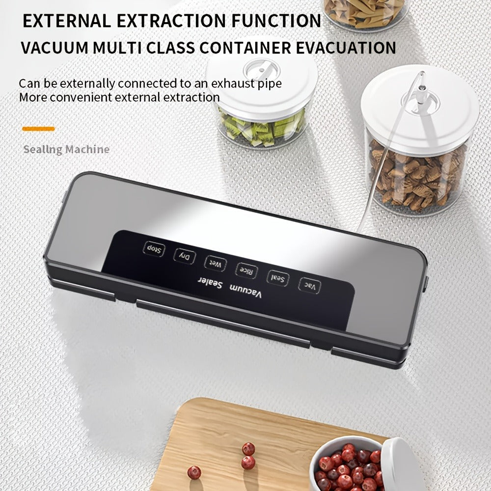 65KPa Countertop Vacuum Sealer with Dry and Moist Modes, External Hose, 50 Bags and 30cm Sealing Width