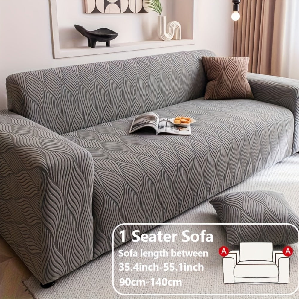 Sofa Cover Polar Fleece Modern Jacquard Elastic Slipcover with Anti-Slip Fit for 1 to 4-Seater Sofas