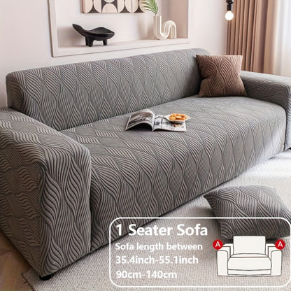 Sofa Cover Polar Fleece Modern Jacquard Elastic Slipcover with Anti-Slip Fit for 1 to 4-Seater Sofas