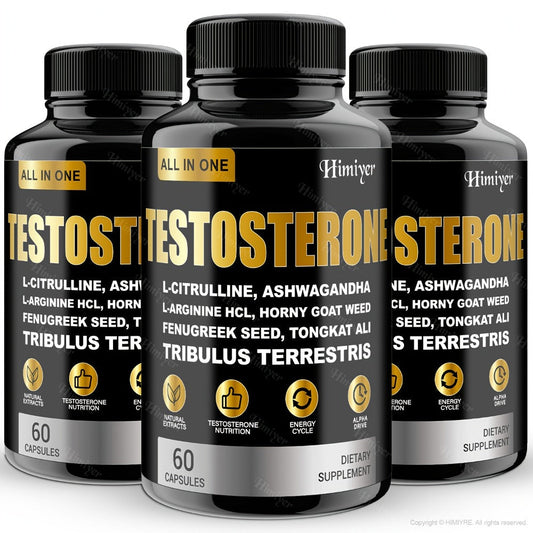 Tongkat Ali Testosterone Booster for Men with Tribulus, Fenugreek & L-Arginine - Plant-Based Natural Supplement for Strength, Libido, Nitric Oxide & Male Vitality - 60 Capsules 30-Day Supply
