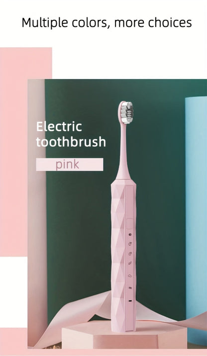 Electric Toothbrush with IPX8 Rating, Five Brush Heads, Metal Handle, USB Charging and Two-Minute Timer